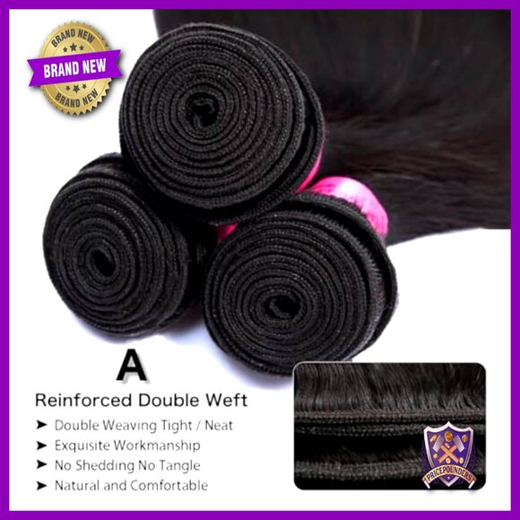 100% Brazilian Virgin Hair Extensions 3 Bundles Straight 16-20 Inch main image 6